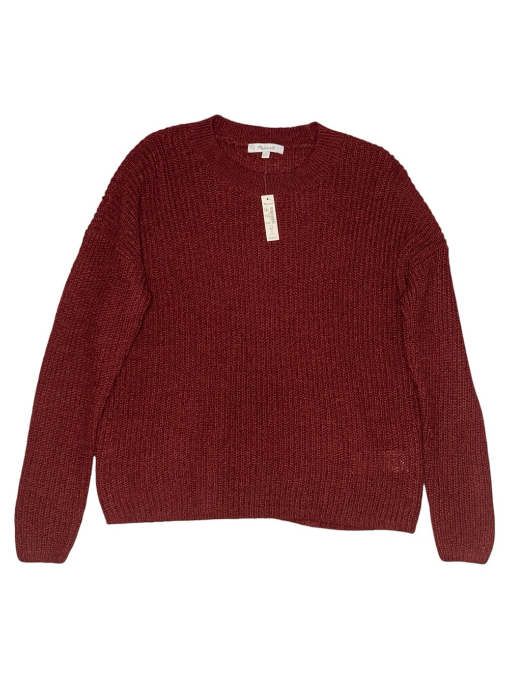 Madewell Ribbed Crewneck Sweater XS Cabernet Alpaca Blend NWT
